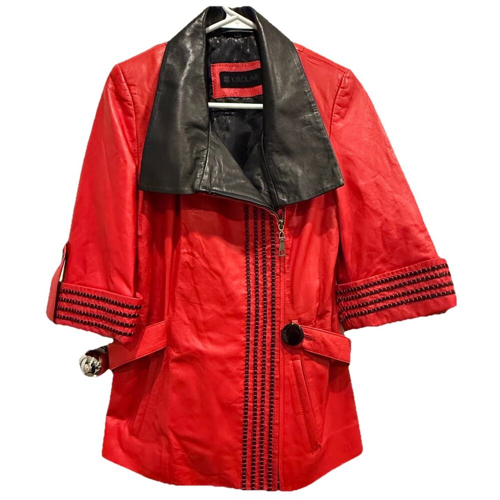 KIRCILAR Red Leather Jacket Turkish Made Fine Soft Leather Tailored XL fits M/L